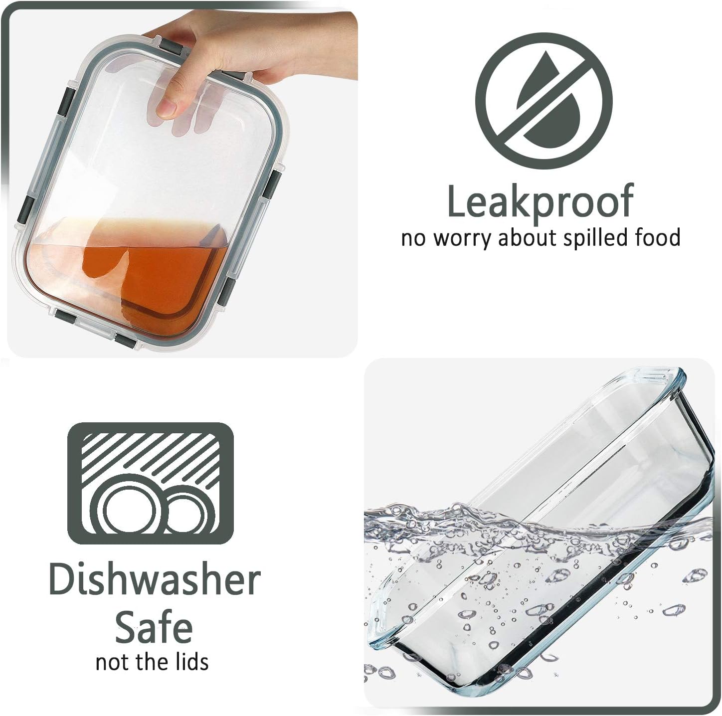 Glass Meal Prep Containers, Glass Food Storage Containers with lids, Lunch Containers -Pack of 10 (22 oz) Glass Meal Prep Containers, Glass Food Storage Containers with lids, Lunch Containers -Pack of 10 (22 oz)